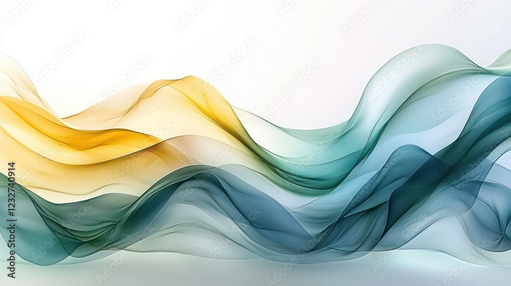 Abstract flowing blue gold waves on white gradient background for modern design Abstract flowing blue gold waves on white gradient background for modern design