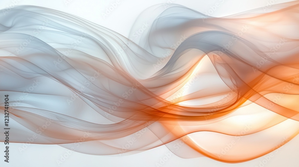 Abstract smoke wave flowing on white background, light effect Abstract smoke wave flowing on white background, light effect
