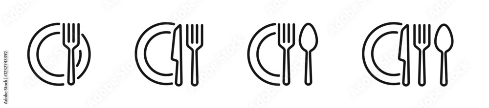 Dishware and dining illustrations. Eating setup symbols Dishware and dining illustrations. Eating setup symbols