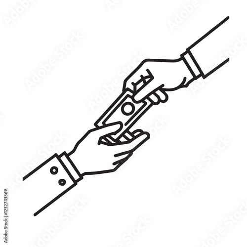 Handing Over Cash Money Transaction Illustration