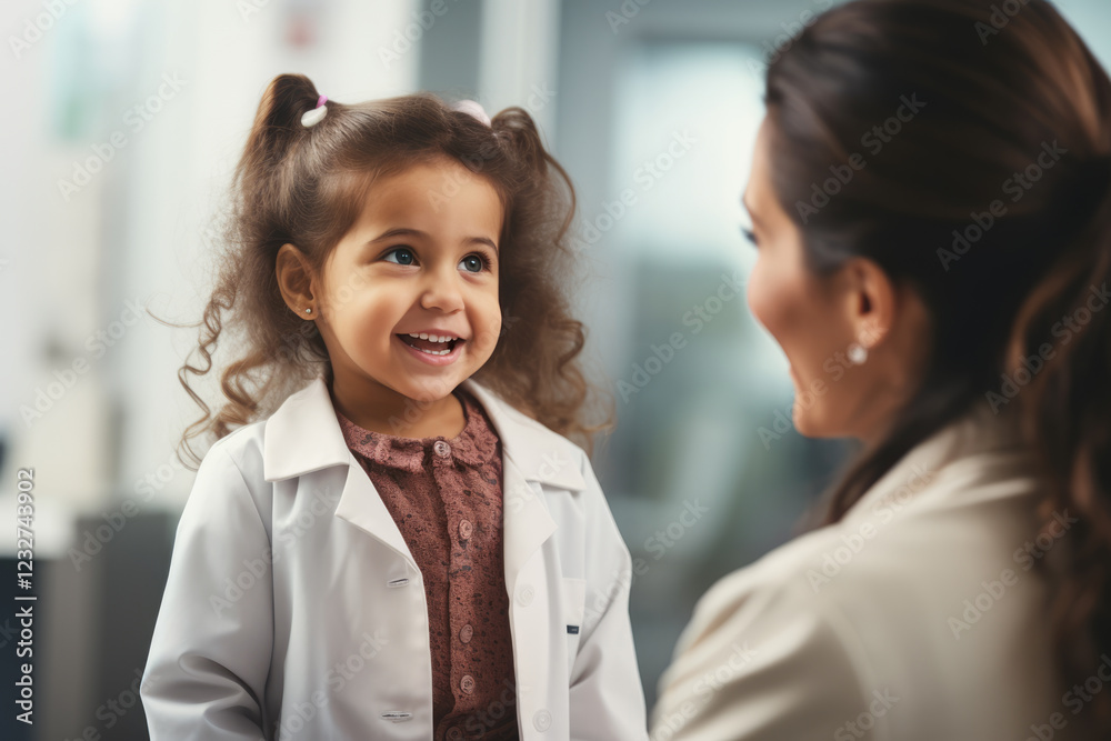 generated illustration of female doctor talking to the girl generated illustration of female doctor talking to the girl