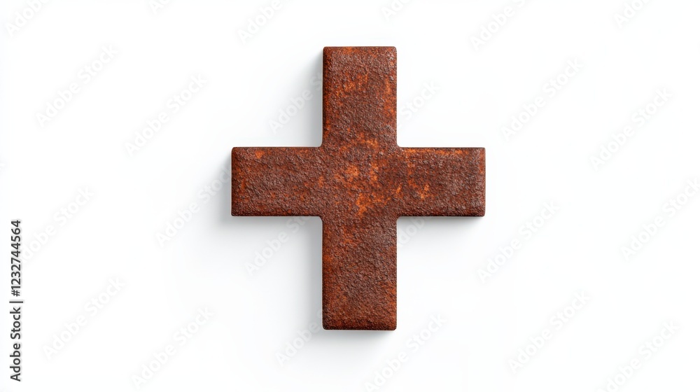 Obraz premium rusty metal plus sign on white background