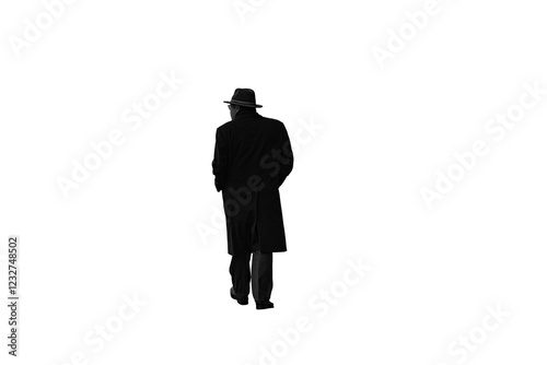 Rear view of an adult man in the winter png isolated transparent