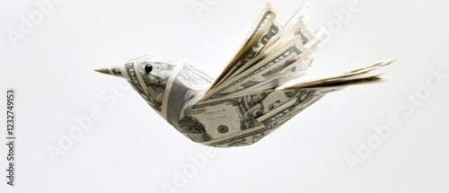 money bird origami taking flight