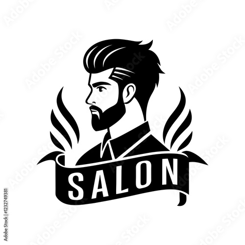 a person with a salon logo