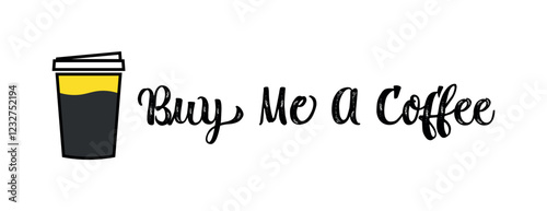 Buy Me a Coffee – Coffee Mug Cup Vector on White Background