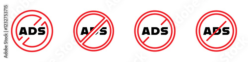 No ads icons. Ads with prohibition marks