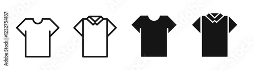 T-shirt flat vector icon set.