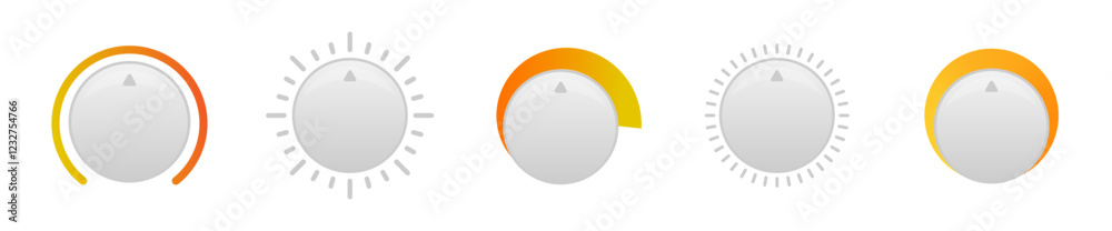 Turning knob button vector icon set.
Rotary buttons for control panels