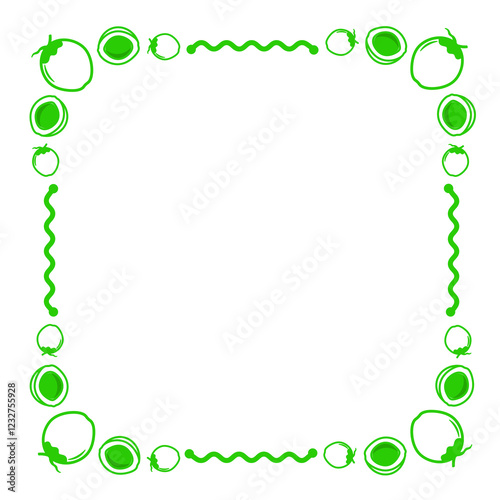green line wave square frame and coconut