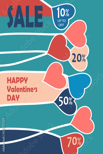 Valentine day, 14 february. heard. Vector illustration.