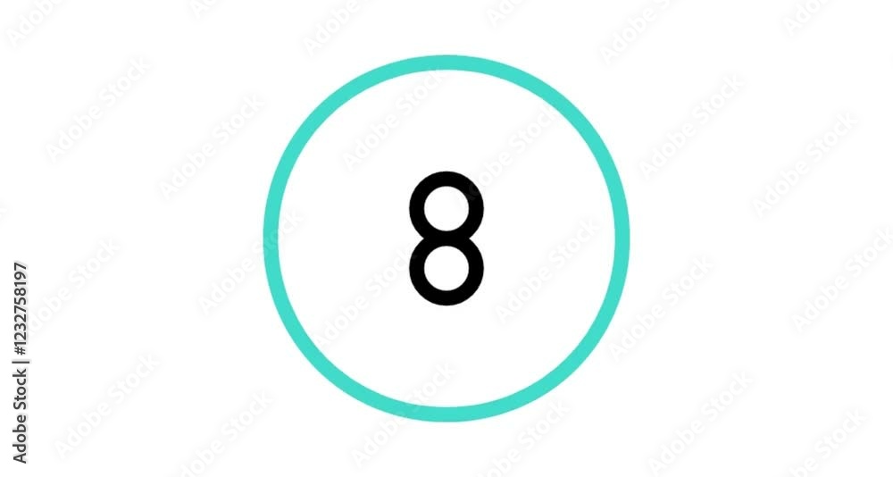 Blue circle number 8 button icon animation videos Blue circle number 8 button icon animation videos