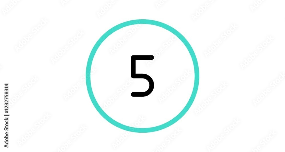 Blue circle number 5 button icon animation videos Blue circle number 5 button icon animation videos