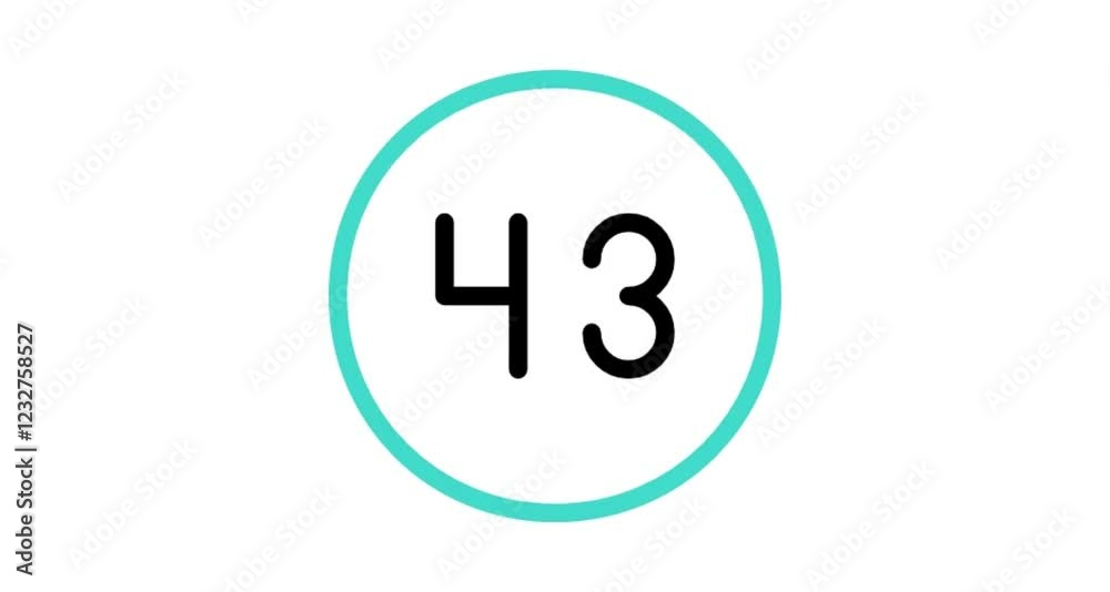 Blue circle number 43 button icon animation videos Blue circle number 43 button icon animation videos