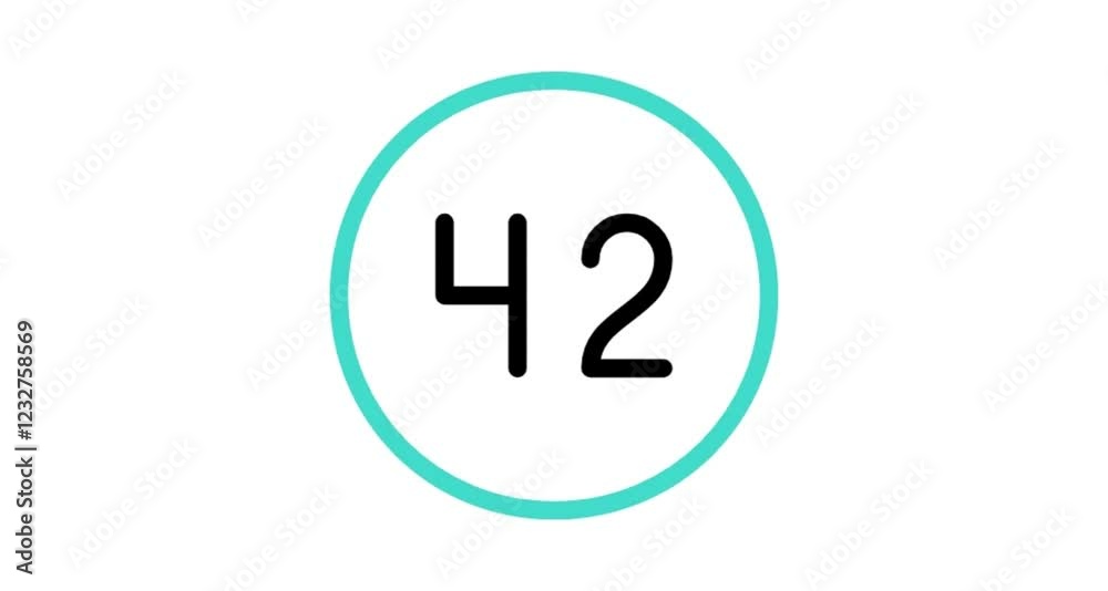 Blue circle number 42 button icon animation videos Blue circle number 42 button icon animation videos