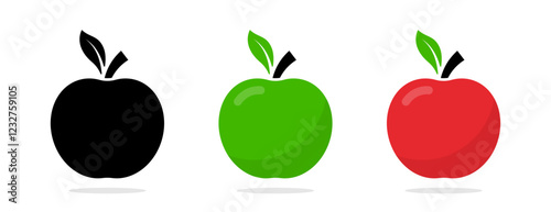 Apple fruit vector icons. 
Apples in various colors.