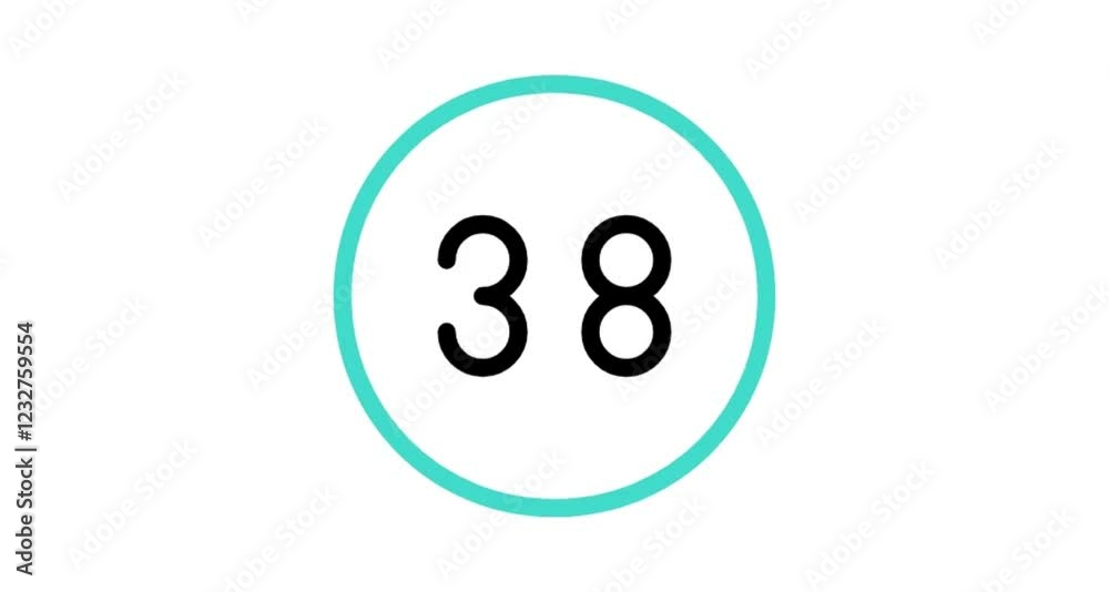 Blue circle number 38 button icon animation videos Blue circle number 38 button icon animation videos