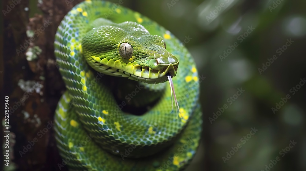 Close Up of a Green Tree Python Close Up of a Green Tree Python