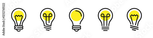 Lightbulb vector outline icons.