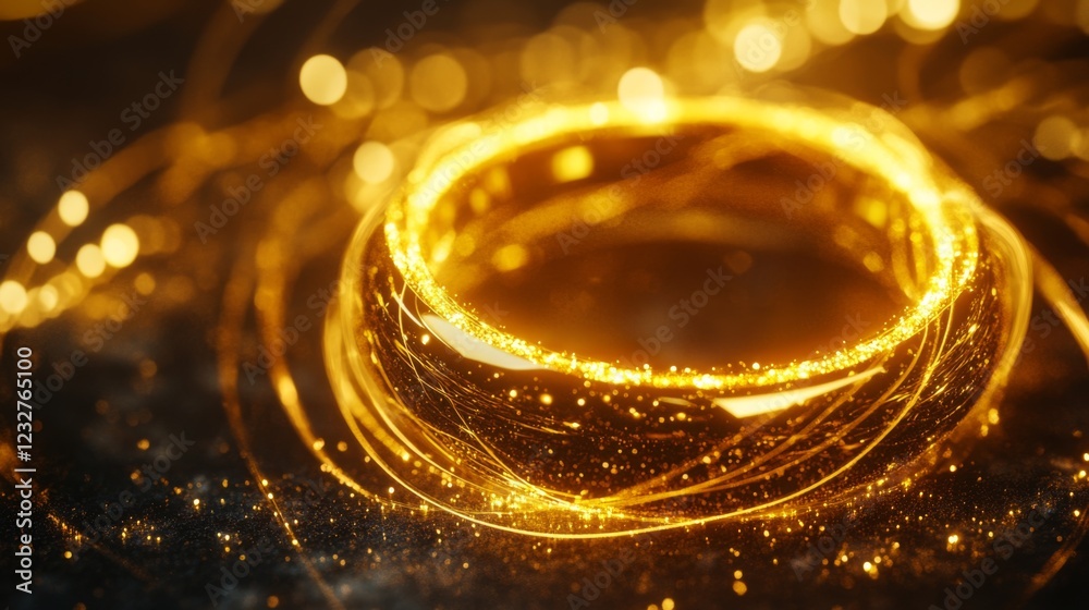 Golden Circle Abstract Design with Glowing Lines Golden Circle Abstract Design with Glowing Lines