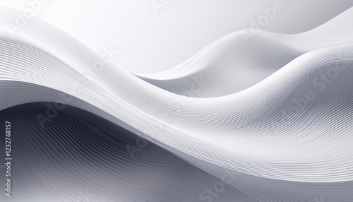 Striking Wavy Abstraction against a White Backdrop Exploring Textural Complexities and Intriguing Visual Depth.