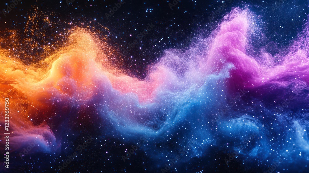 Fototapeta premium Colorful nebula cosmic dust clouds.