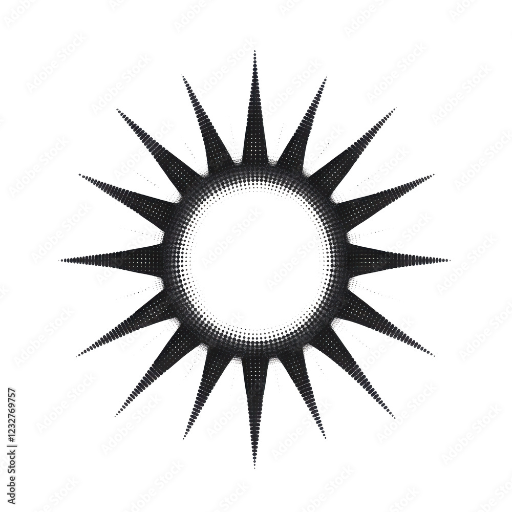 Naklejka premium PNG Sun halftone design, transparent background 