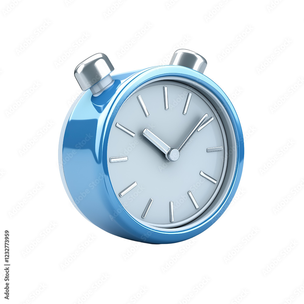Classic blue alarm clock with two bells and metal frame, isolated on white or transparent background. Classic blue alarm clock with two bells and metal frame, isolated on white or transparent background.