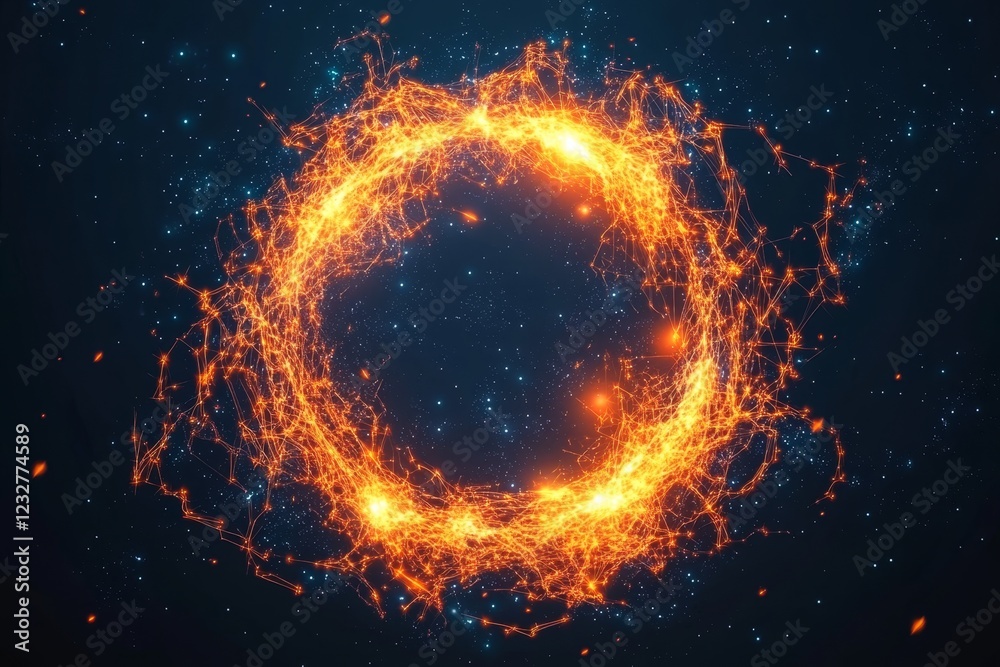 Fototapeta premium Abstract Circular Energy Glow with Bright Orange and Blue Background