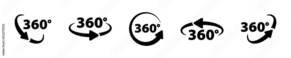 360 degree rotation. 360 degree view. 360 degree icons. 360 degree rotation. 360 degree view. 360 degree icons.