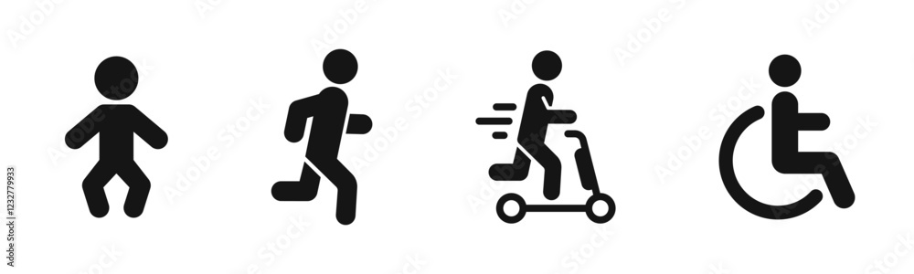 Human icons. Flat black human icons. Man vector icons. Human icons. Flat black human icons. Man vector icons.