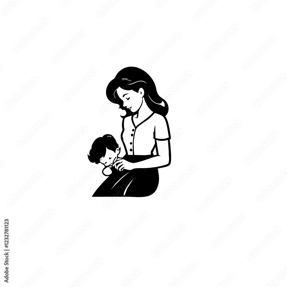 Mother With Her Child Vector Logo Design Mother With Her Child Vector Logo Design
