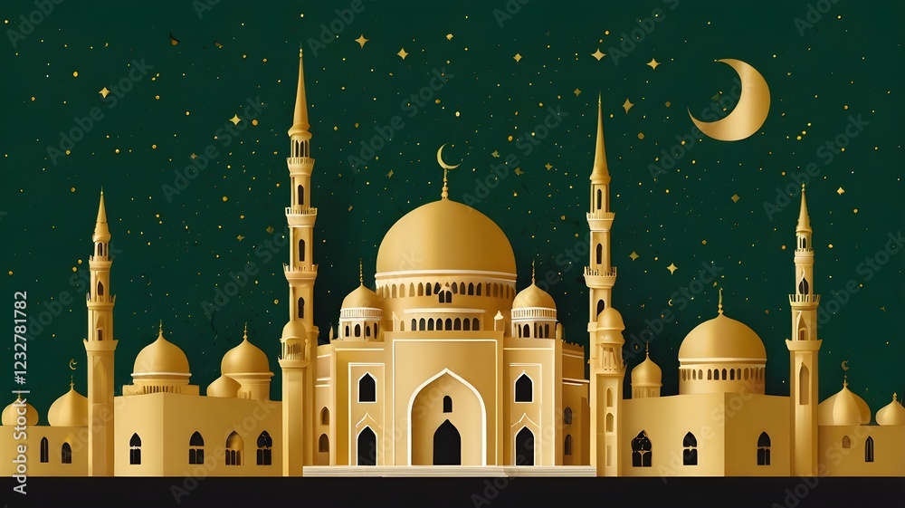 custom made wallpaper toronto digitalA digital illustration with a dark green background ramadan kareem 