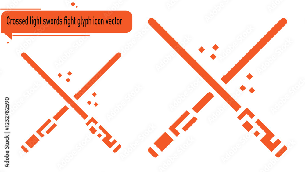 Crossed light swords fight glyph icon vector Crossed light swords fight glyph icon vector