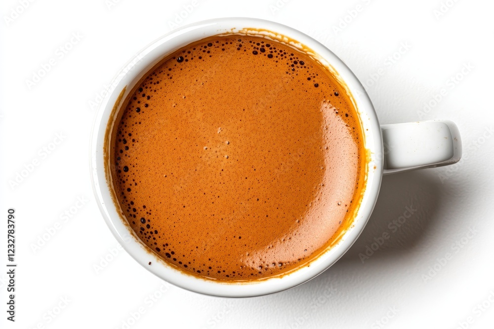 Close-Up View of Freshly Brewed Coffee in a White Mug Close-Up View of Freshly Brewed Coffee in a White Mug