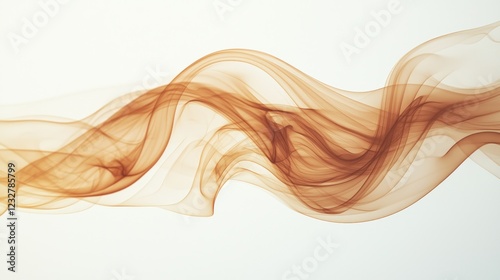 Brown smoke wave flowing on white background, abstract design element