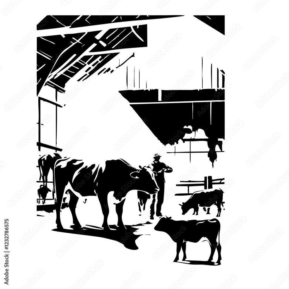Obraz premium Cow Farm Vector Logo Design