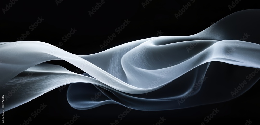Abstract white smoke on a black background, with a soft and dreamy effect, elegant curves, fluid motion, and a mysterious atmosphere. Abstract white smoke on a black background, with a soft and dreamy effect, elegant curves, fluid motion, and a mysterious atmosphere.