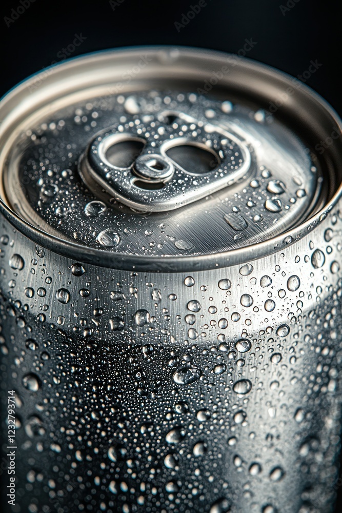 Cold can top with condensation on dark background Cold can top with condensation on dark background
