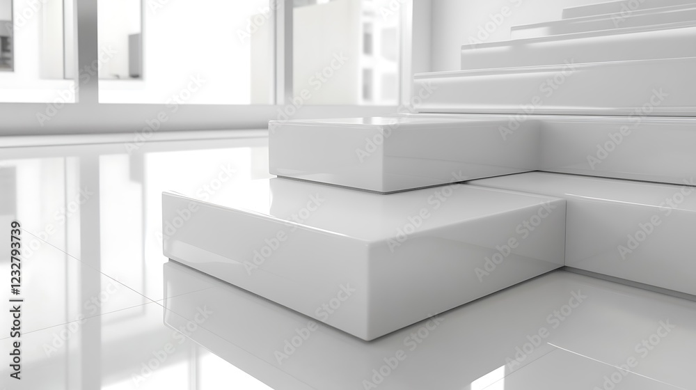Modern White Steps in a Minimalist Room Modern White Steps in a Minimalist Room