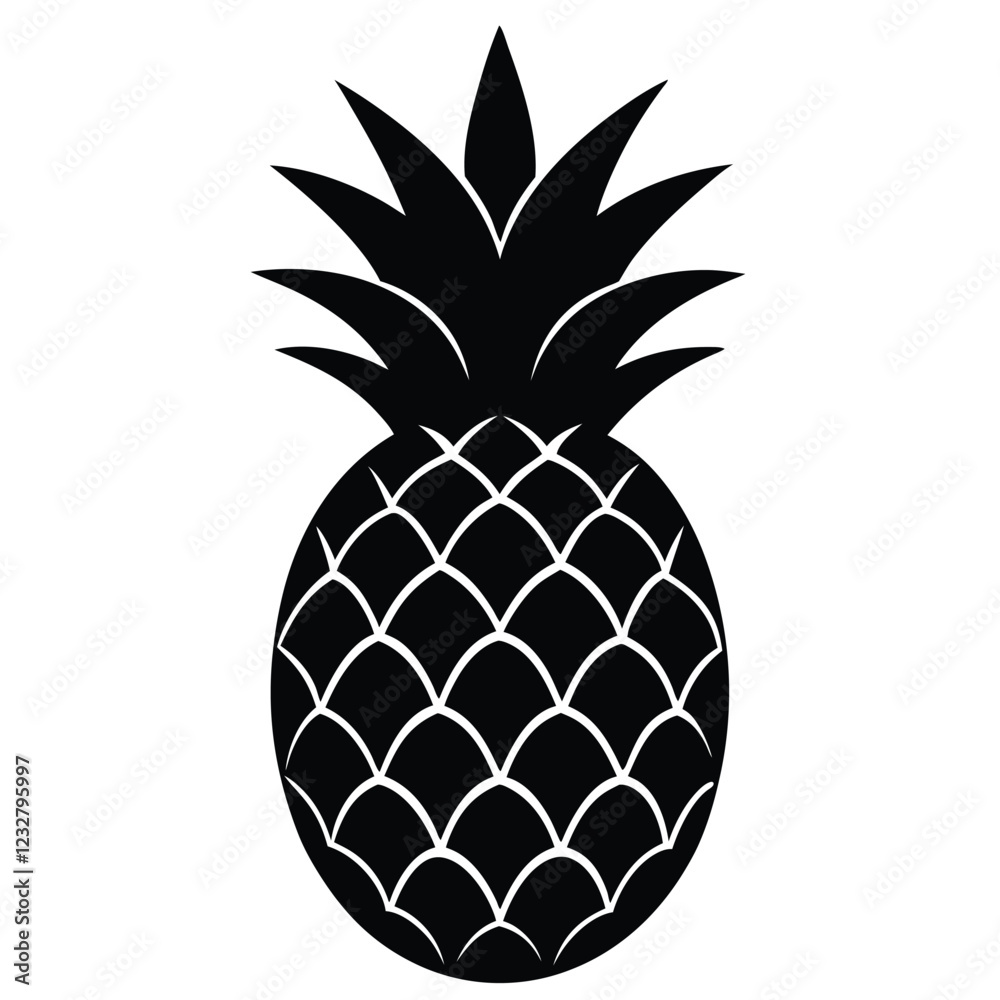 Obraz premium Pineapple Silhouette Vector Art Illustration - Black Color Pineapple Fruit Design