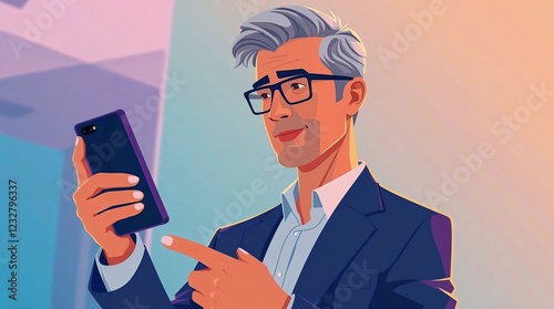 Businessman using smartphone for online trading and investment