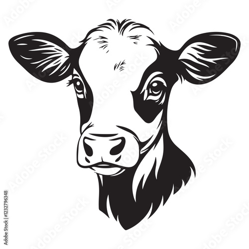 Bold Cow Head Vector: Perfect for Rustic Designs