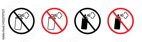 No aerosol spray sign set. vector illustration