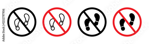 No foot print sign set. vector illustration