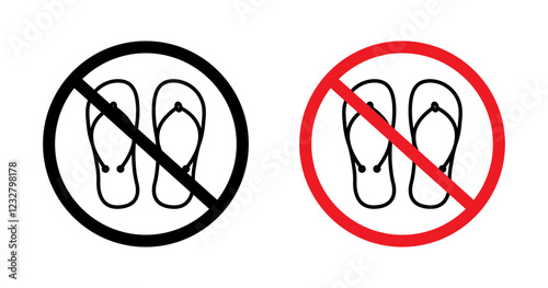 No sandals sign set. vector illustration