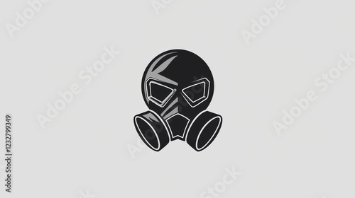 Symbol of safety and caution represented by a gas mask design against a simple background. Generative AI photo