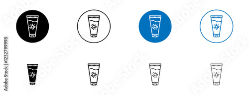 Suntan cream icons set. vector illustration