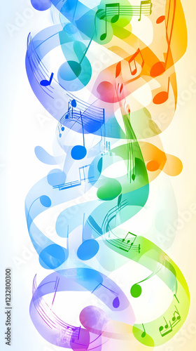 Musical notes swirl in colorful harmony, celebrating creativity and rhythm
