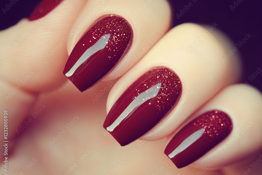 Elegant Red Nail Art with Glitter for Glamorous Nail Design Elegant Red Nail Art with Glitter for Glamorous Nail Design